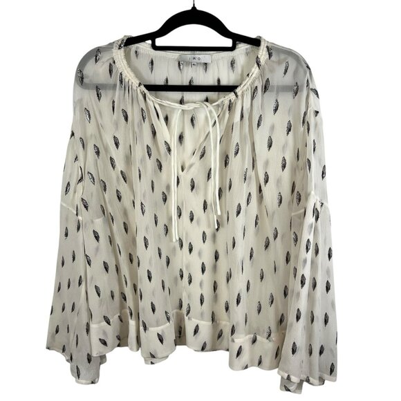 IRO Metallic Rain Drop Print Sheer Blouse Women’s Size 40/large Designer *Flawed - Picture 1 of 9
